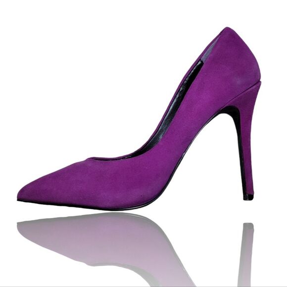 Charles by Charles David Fuchsia Purple Suede Leather Pointed Toe Heels - Picture 1 of 9